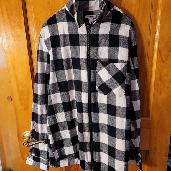 Fashion Nova Other - Fashion Nova Men Small Shirt Full Zip Long Sleeve Cotton Flannel Black and White